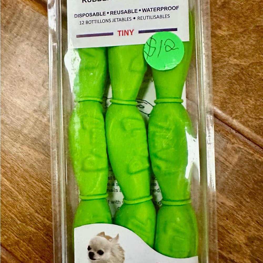 Tiny Green Rubber Dog Balloon Shoes reusable and disposable